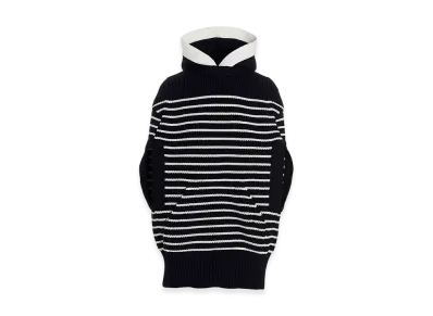 sacai Women's Striped Hooded Knit Cape "Dark Blue"