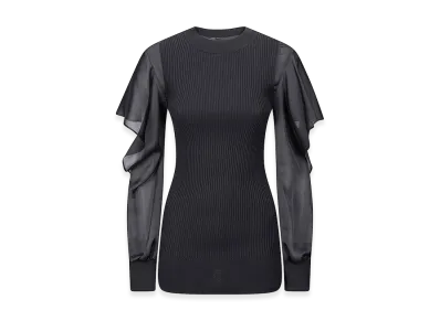sacai Women's Satin x Cotton Knit Pullover "Black"