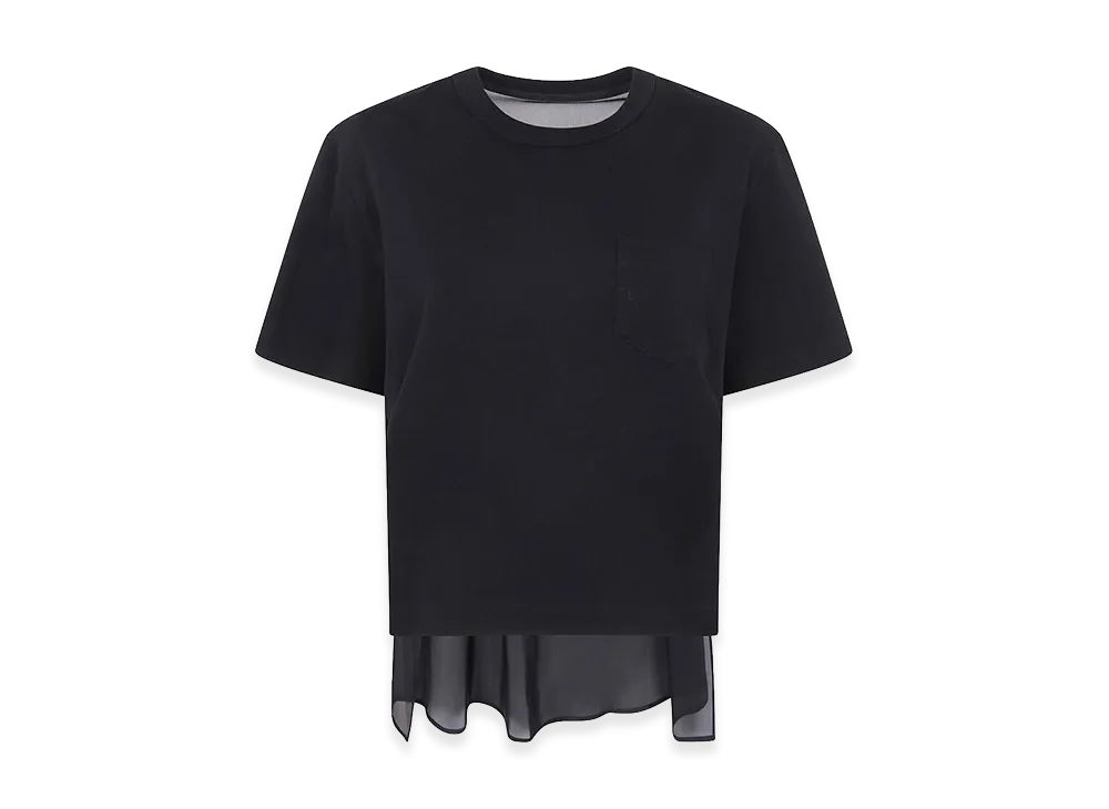 sacai Women's Nylon Twill Mix Cotton Jersey T-Shirt "Black"