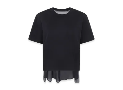 sacai Women's Nylon Twill Mix Cotton Jersey T-Shirt "Black"