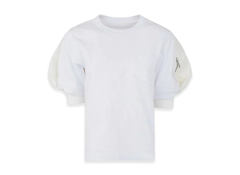 sacai Women's Nylon Twill x Cotton Jersey T-Shirt "White"