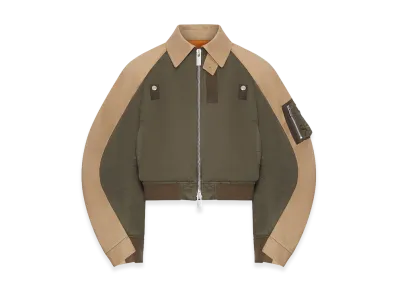 sacai Women's Cotton Chino x Nylon Twill Blouson "Green"