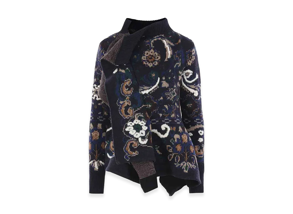 sacai Women's Floral Jacquard Knit Blouson "Blue"
