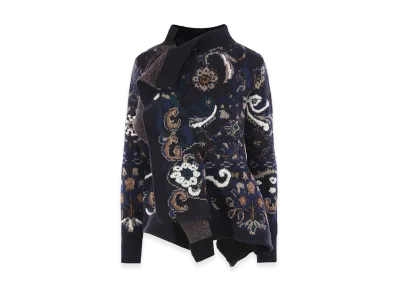 sacai Women's Floral Jacquard Knit Blouson "Blue"
