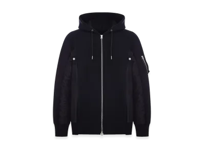 sacai Cotton and Nylon Zip-Up Hoodie "Black"