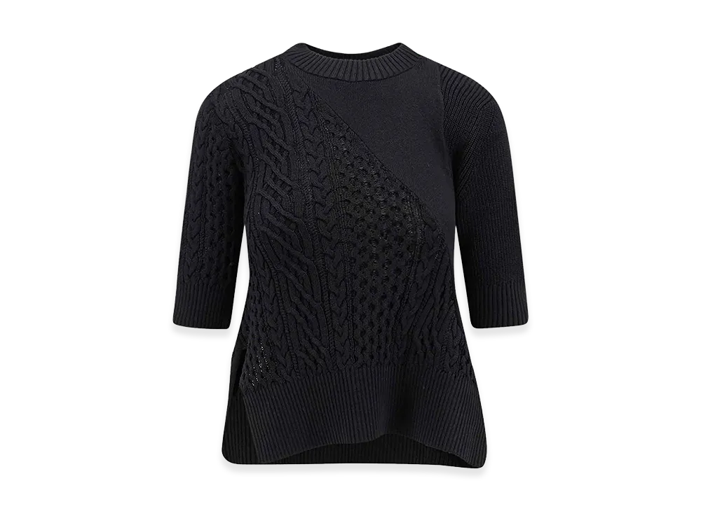 sacai Women's Asymmetrical Jersey In Cotton Mixed "Black"