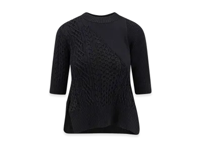 sacai Women's Asymmetrical Jersey In Cotton Mixed "Black"