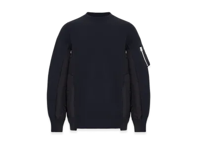 sacai Cotton Blend Sweatshirt with Nylon Details Applied "Black"