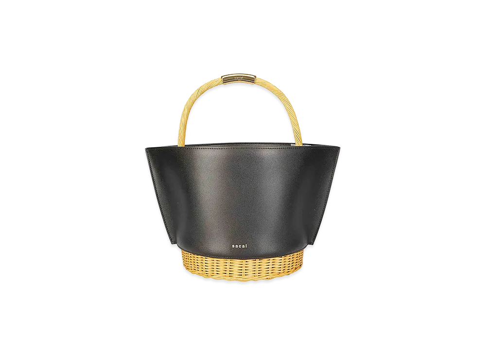 sacai Women's Leather x Rattan Basket Medium "Black"