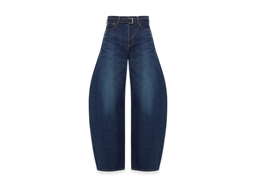sacai Women's Wide Leg Jeans In Cotton Denim "Blue"