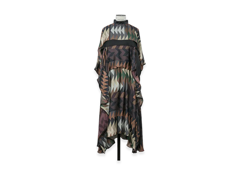 sacai x A.P.C. Women's Quilts Dress "Brown Multi"