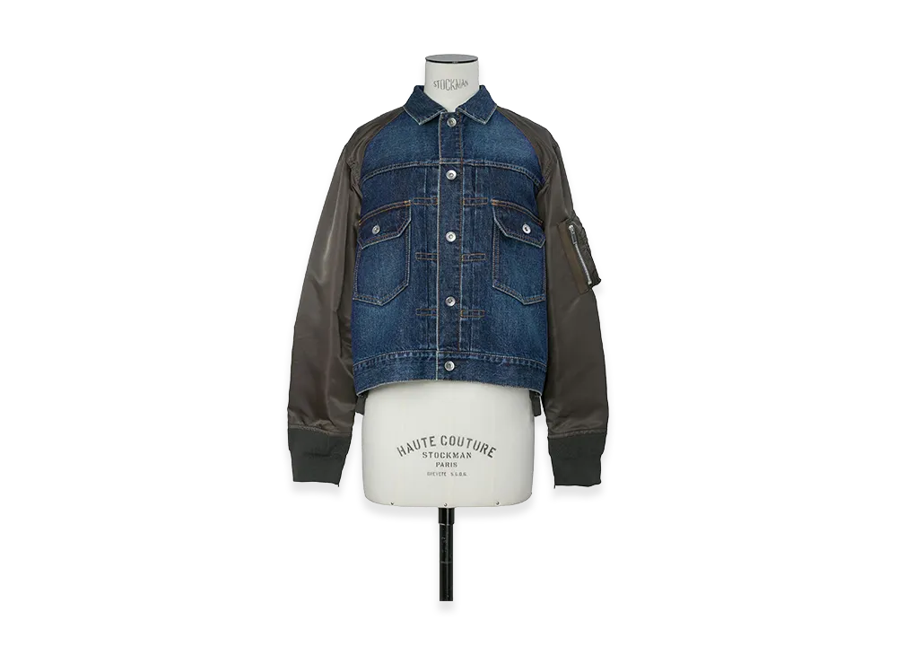sacai Women's Denim Blouson "Blue/Dark Khaki"