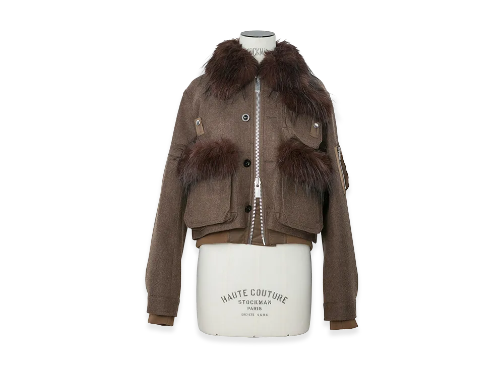 sacai Women's Wool Melton Blouson "Brown"