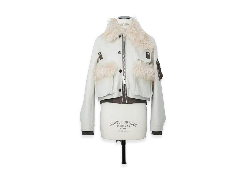 sacai Women's Wool Melton Blouson "Ecru"