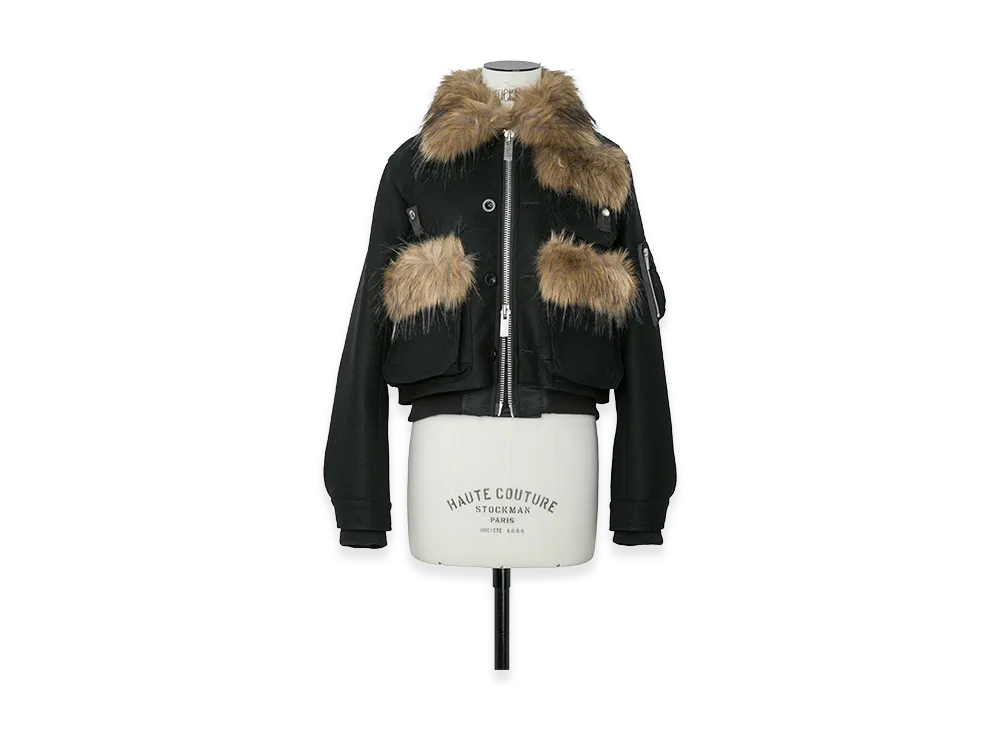 sacai Women's Wool Melton Blouson "Black"