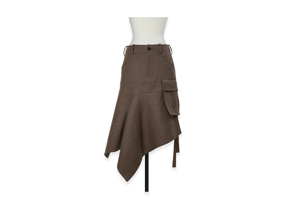 sacai Women's Wool Melton Skirt "Brown"