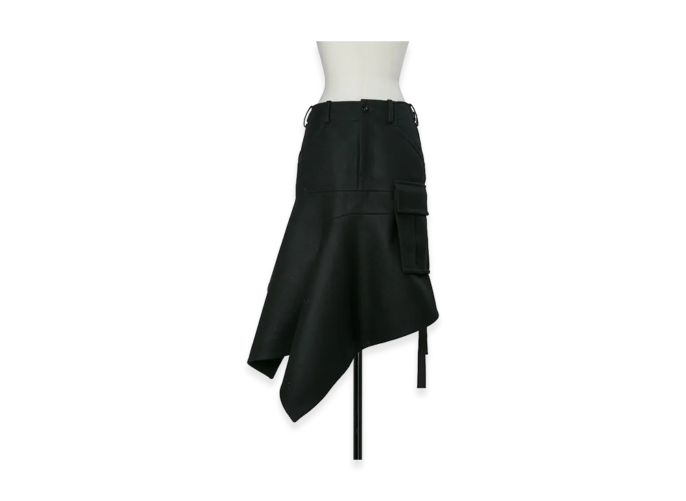sacai Women's Wool Melton Skirt "Black"