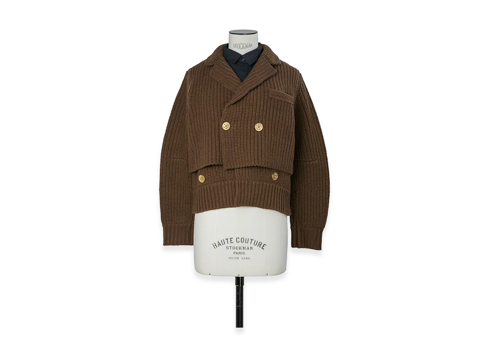 sacai Women's Wool Knit x Suiting Jacket "Brown/Navy"