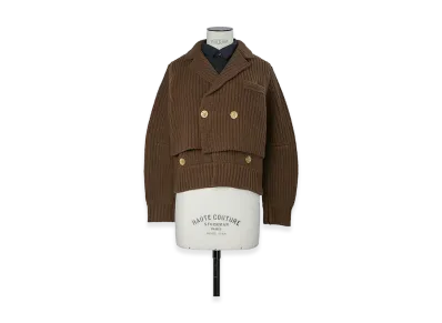 sacai Women's Wool Knit x Suiting Jacket "Brown/Navy"