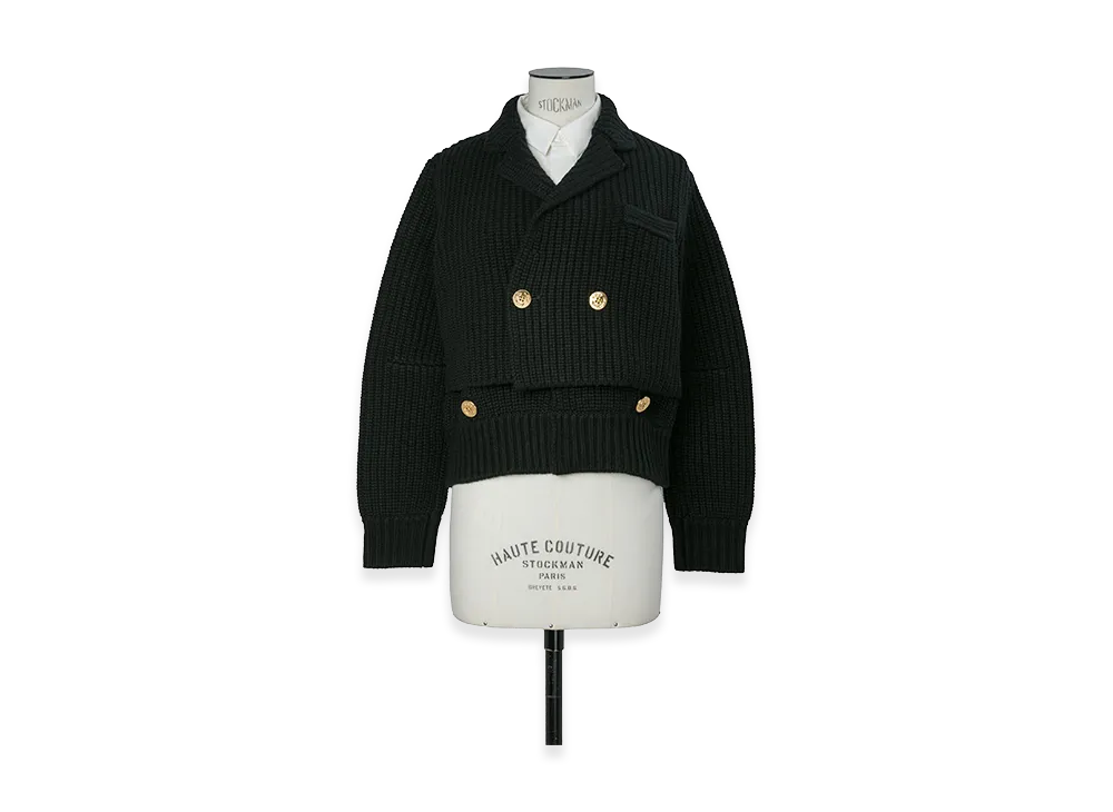 sacai Women's Wool Knit x Suiting Jacket "Black/Off White"