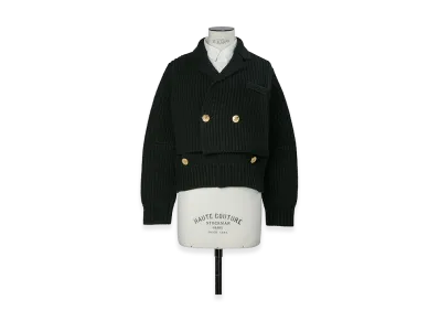 sacai Women's Wool Knit x Suiting Jacket "Black/Off White"