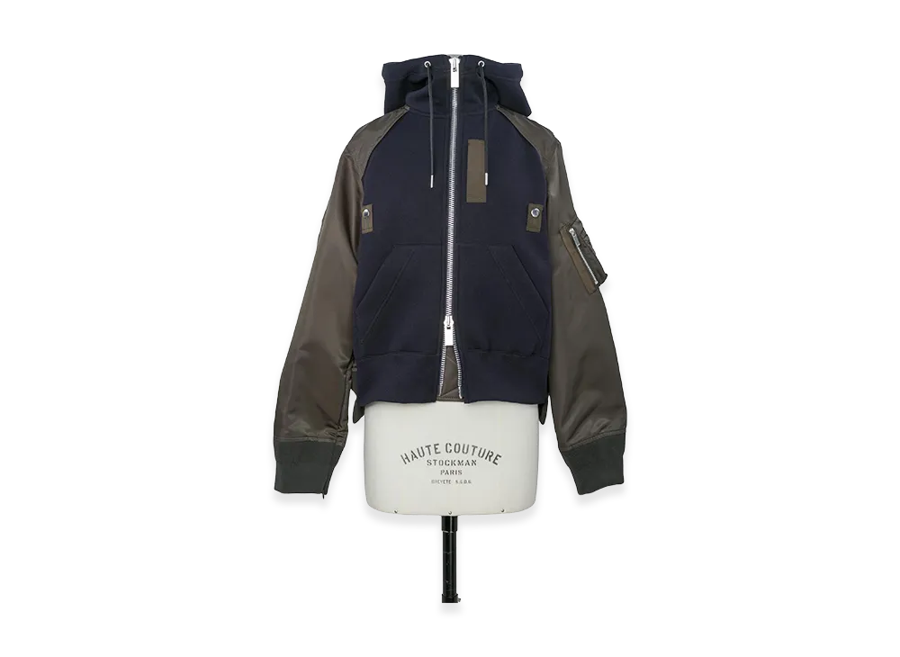 sacai Women's Sponge Sweat Hoodie "Navy/Dark Khaki"