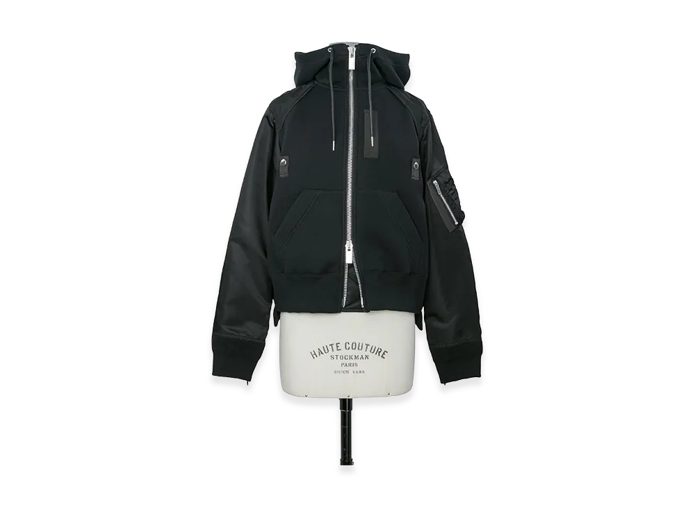 sacai Women's Sponge Sweat Hoodie "Black"