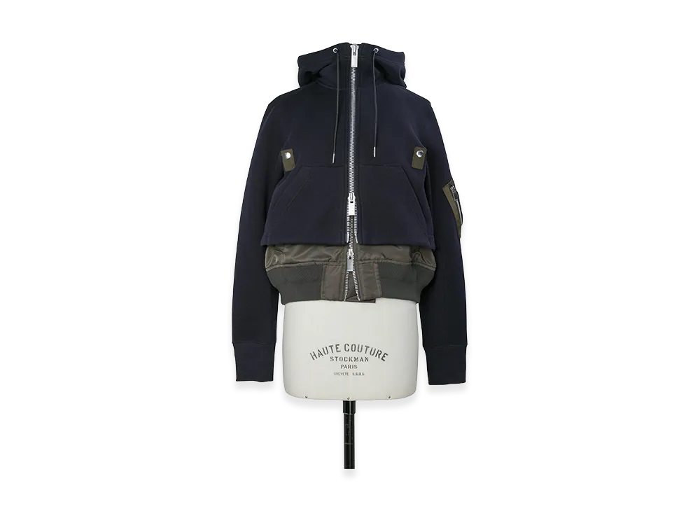 sacai Women's Sponge Sweat Hoodie "Navy/Dark Khaki"