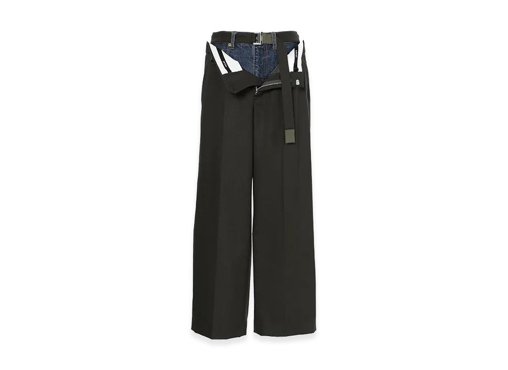 sacai Wool Flannel x Denim Pants "Dark Khaki/Blue"