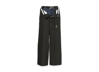 sacai Wool Flannel x Denim Pants "Dark Khaki/Blue"