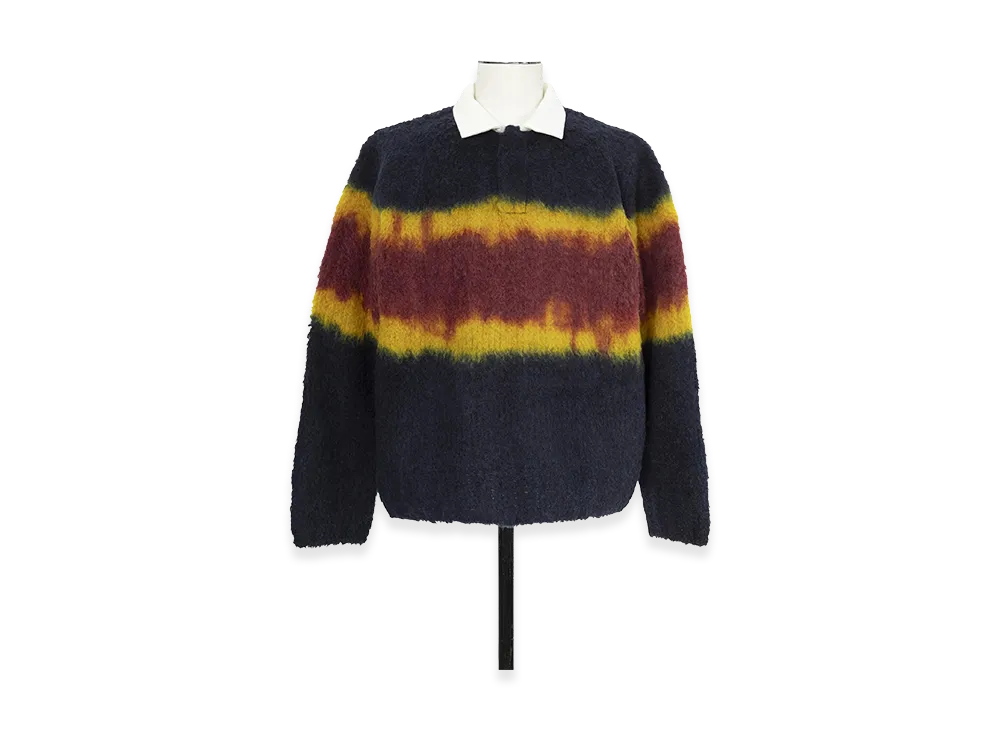 sacai Chusen-Dyed Knit Polo Shirt "Navy Multi"