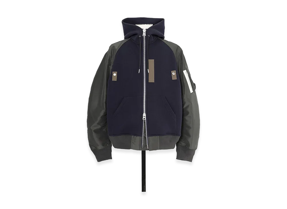 sacai Sponge Sweat Hoodie "Navy/Dark Khaki"