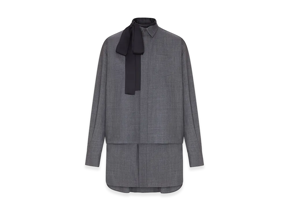 sacai Women's Shirt Dress With Integrated Scarf "Gray"