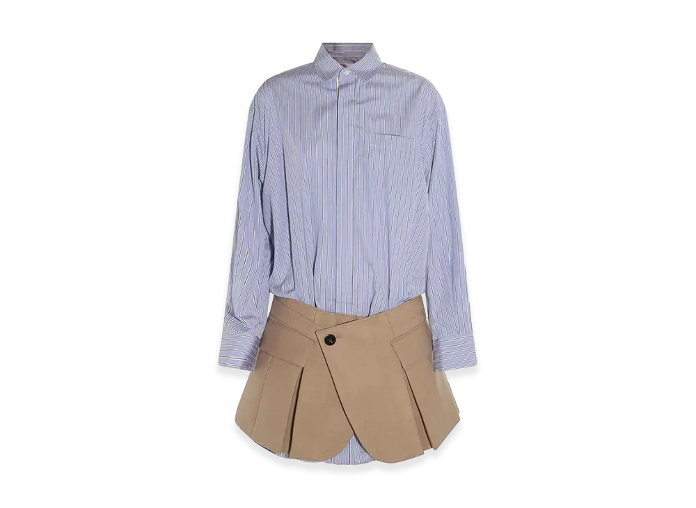 sacai Women's Dresses "Light Blue/Stripebeige"