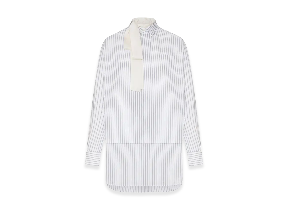 sacai Women's Striped Shirt Dress With Integrated Scarf "White"