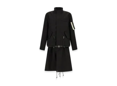 sacai Nylon Twill x Rip Stop Coat "Black"