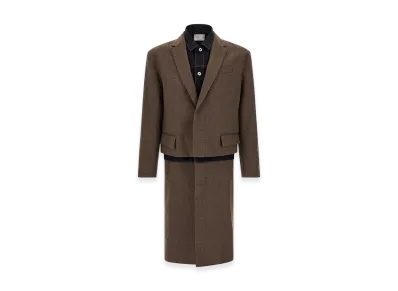 sacai Wool Flannel x Denim Coat "Brown"