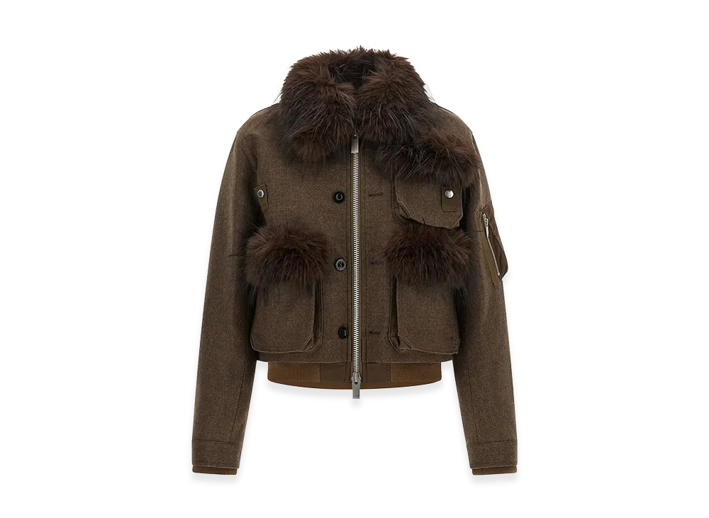 sacai Women's Double Collar Blouson "Brown"