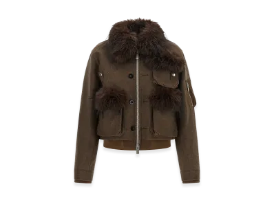 sacai Women's Double Collar Blouson "Brown"