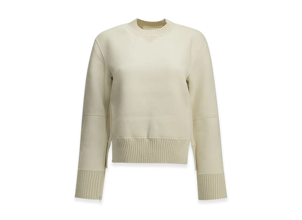 sacai Women's Crew-Neck Sweater Made Of A Cotton-Cashmere Blend "White"