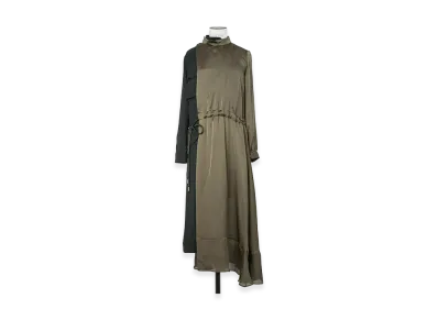 sacai Women's Crepe Back Satin x Satin Dress "Khaki/Black"