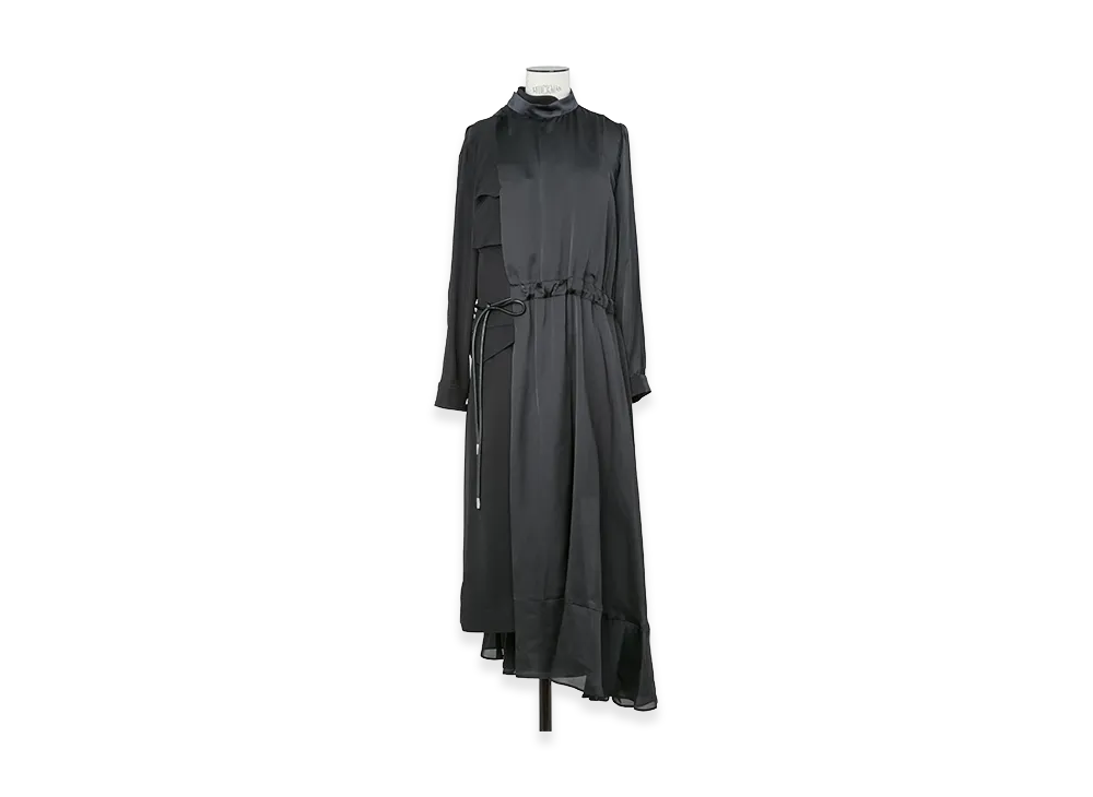 sacai Women's Crepe Back Satin x Satin Dress "Black"