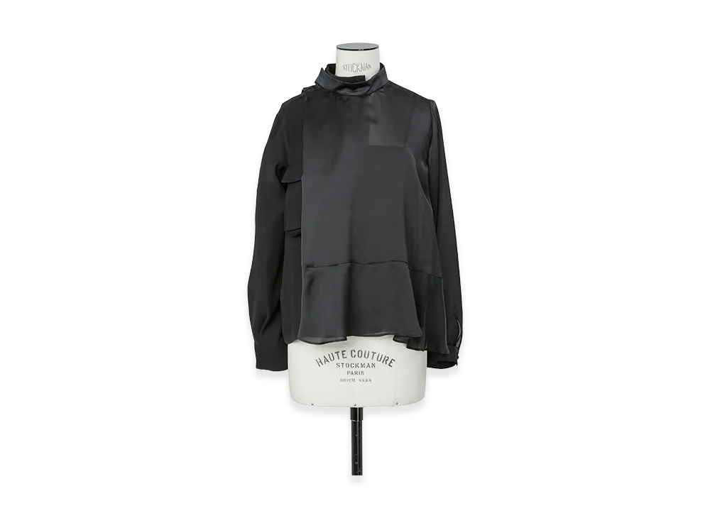 sacai Women's Crepe Back Satin x Satin Blouse "Black"