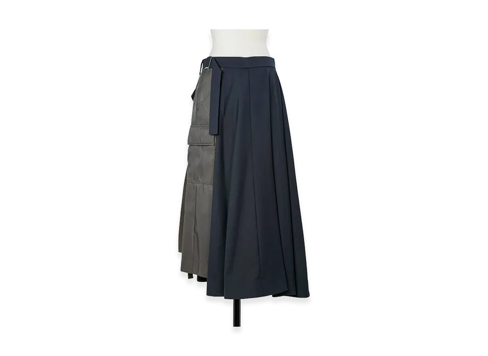sacai Women's Nylon Twill x Suiting Skirt "Navy/Dark Khaki"