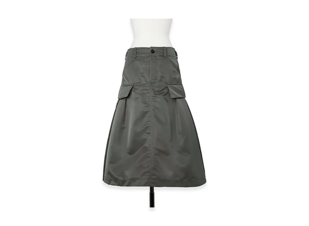 sacai Women's Nylon Twill Skirt "Dark Khaki"