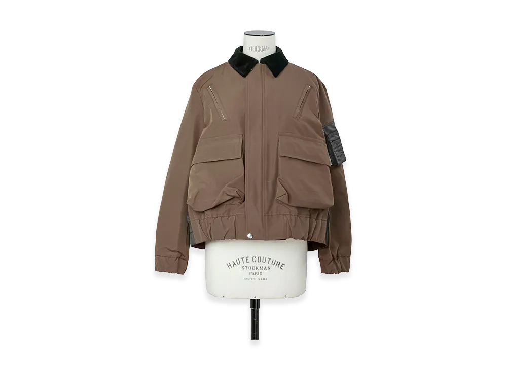 sacai Women's Grosgrain Blouson "Brown/Dark Khaki"