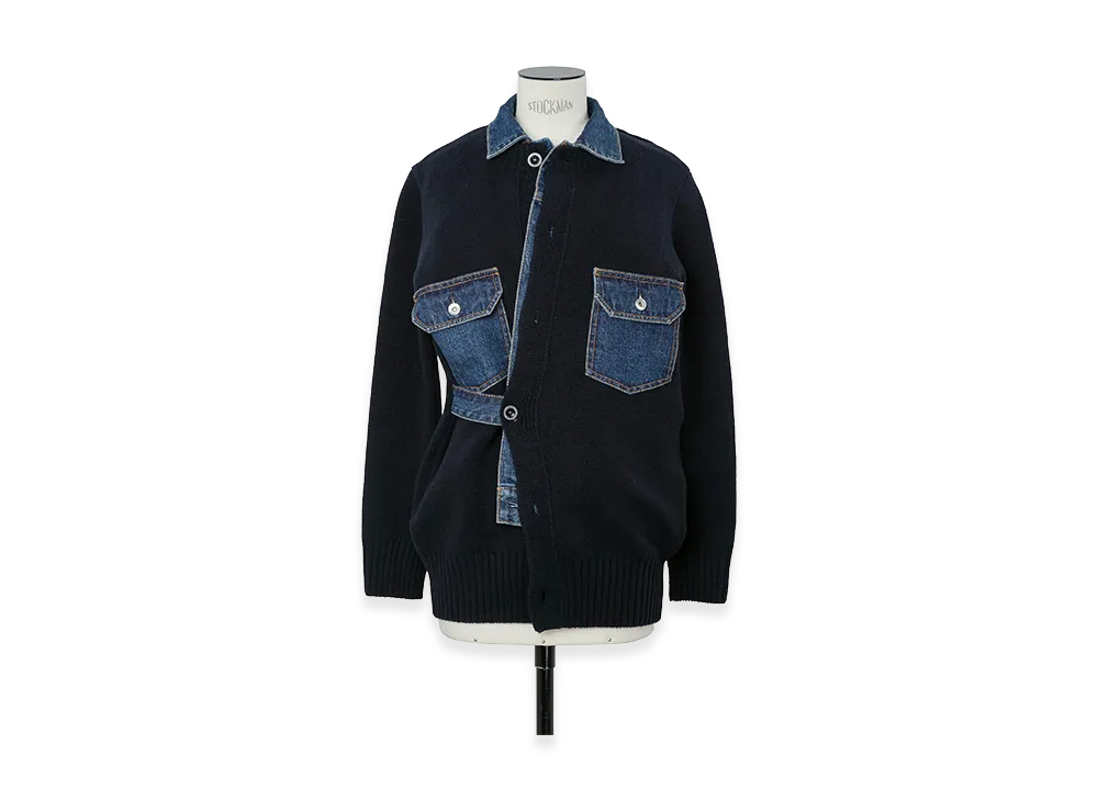 sacai Women's Denim x Wool Knit Cardigan "Navy/Blue"