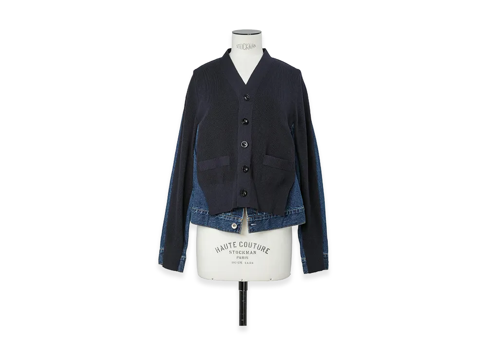 sacai Women's Denim x Knit Cardigan "Navy/Blue"