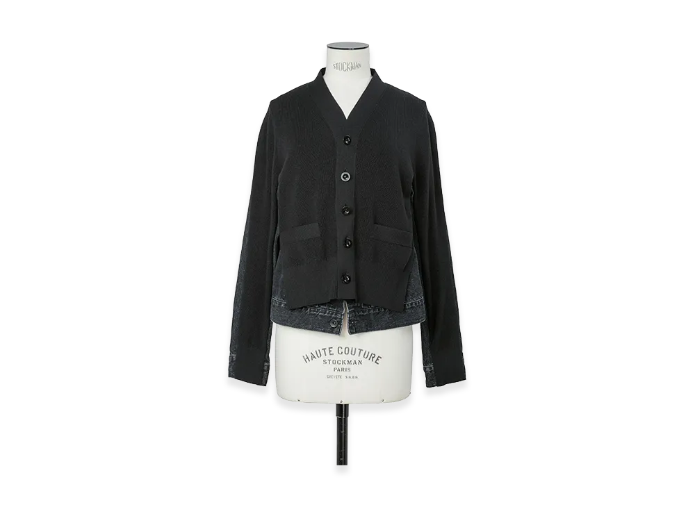 sacai Women's Denim x Knit Cardigan "Black"