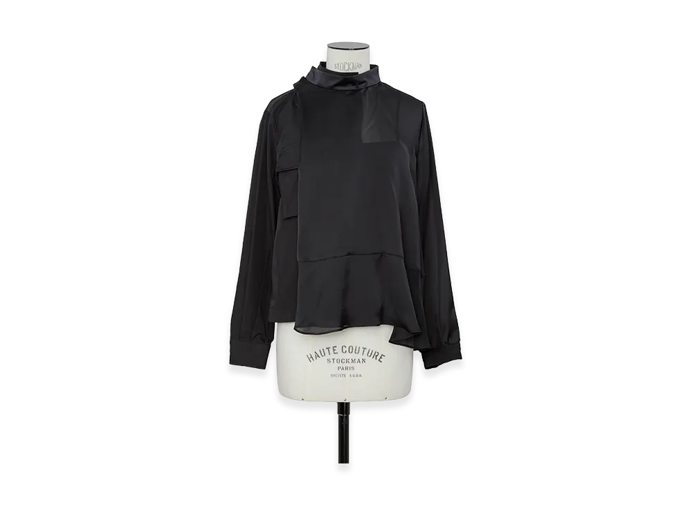 sacai Women's Poplin x Satin Blouse "Black"